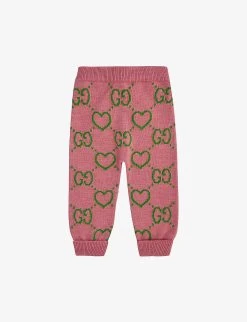 Gucci Monogram And Heart-print Wool Jogging Bottoms 18-36 Months