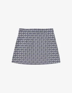 Gucci Logo-print Pleated Cotton-blend Mini Skirt 4-12 Years -Kid Couture R03943779 BLUETTENATWHITEMC ALT02