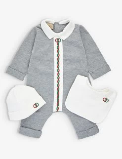 Gucci Logo-embroidered Cotton-jersey Three-piece Set 0-9 Months