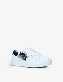 Kurt Geiger London Mini Laney Eye-embellished Leather Trainers 7-9 Years -Kid Couture R03945257 WHITE ALT02