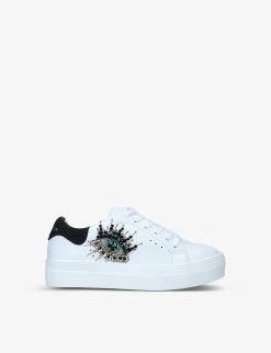Kurt Geiger London Mini Laney Eye-embellished Leather Trainers 7-9 Years