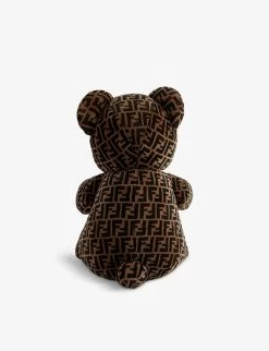 FENDI Bear Logo-intarsia Shearling Soft Toy 62cm -Kid Couture R03954275 BROWN ALT02