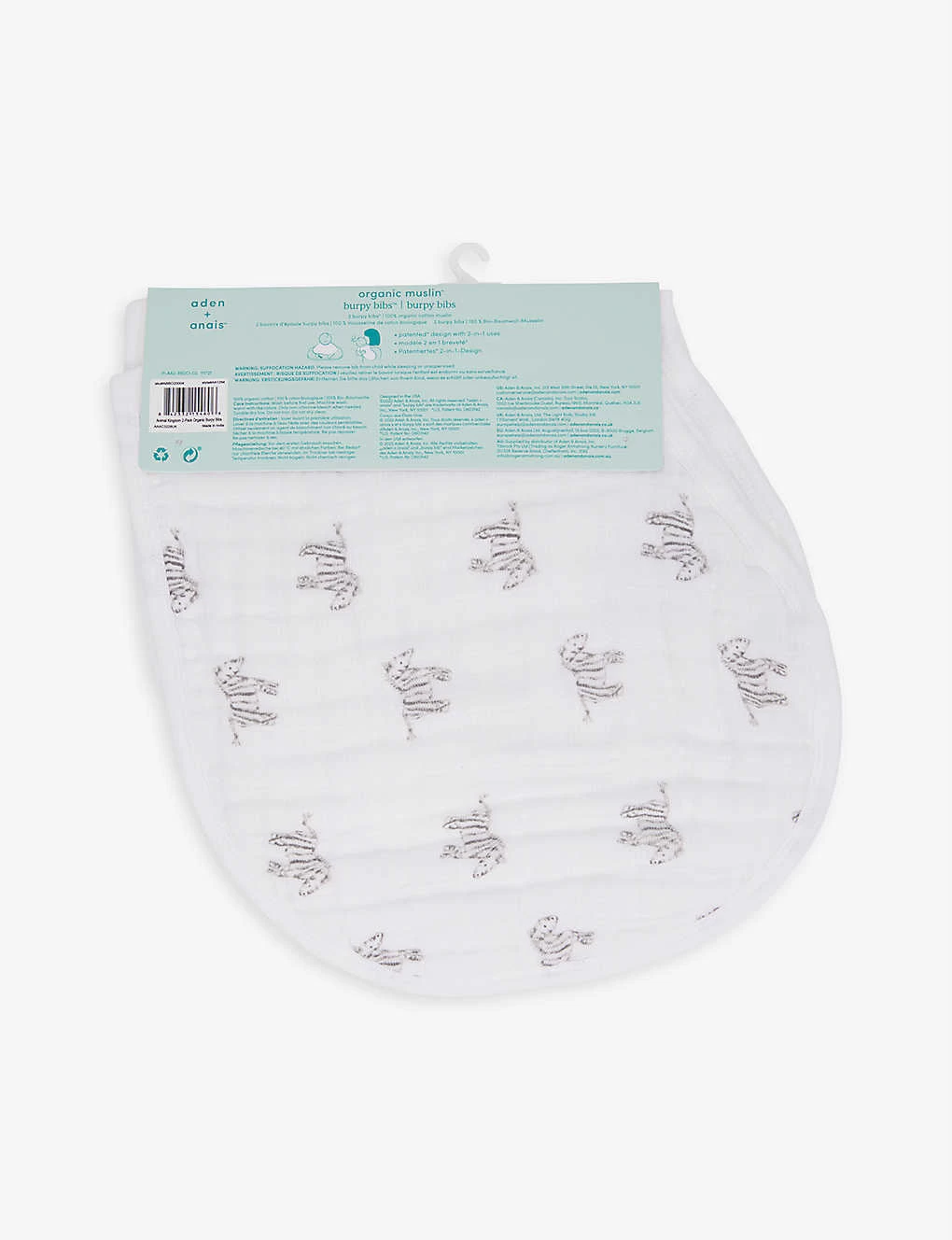 Aden + Anais Animal Kingdom Organic-cotton Bibs Pack Of Two 3 Aden + Anais Animal Kingdom Organic-cotton Bibs Pack Of Two - Image 3
