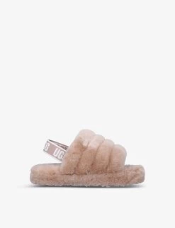 Ugg Fluff Yeah Logo-strap Sheepskin Sandals 6-10 Years