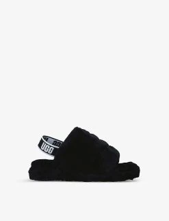Ugg Fluff Yeah Logo-strap Sheepskin Sandals 7-9 Years
