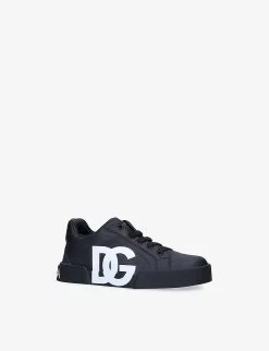 Dolce & Gabbana Bassa Allacciata Logo-print Leather Trainers 3-6 Years -Kid Couture R03961367 BLACK ALT02