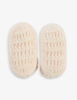 Button-detailed Cotton-knit Booties 6-12 Months -Kid Couture R03961608 PINK ALT02