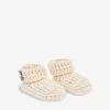 Button-detailed Cotton-knit Booties 6-12 Months
