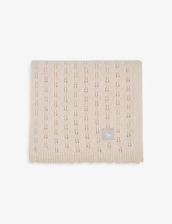 Brand-patch Pointelle-detail Cotton Blanket 5 Brand-patch Pointelle-detail Cotton Blanket -Kid Couture R03961616 PINK ALT02