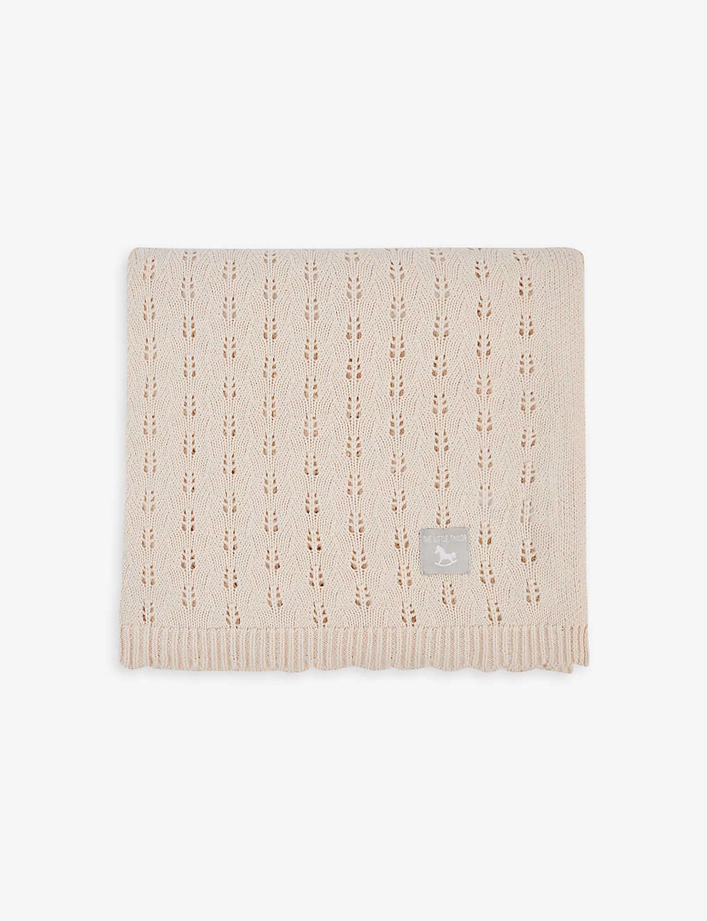 Brand-patch Pointelle-detail Cotton Blanket 3 Brand-patch Pointelle-detail Cotton Blanket - Image 3