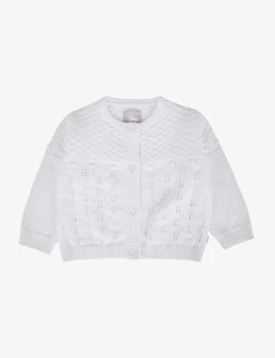 Button-detail Pointelle Cotton-knit Cardigan 3-24 Months