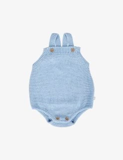 Ribbed-trim Button-detail Cotton-knit Body 3-24 Months
