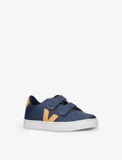 Veja Esplar Logo-embroidered Leather Low-top Trainers 2-5 Years -Kid Couture R03962321 NAVY ALT02