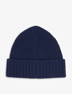 Stone Island Logo-patch Knitted Beanie Hat 6-10 Years -Kid Couture R03966584 ROYALBLUE ALT02