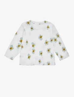 STELLA MCCARTNEY Smiley Floral-print Cotton T-shirt 3-36 Months -Kid Couture R03970901 IVORYMULTI ALT02