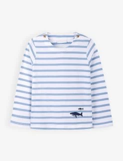 Whale-embroidered Striped Cotton T-shirt 0-18 Months