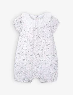 Spring Meadow-print Broderie-collar Cotton Romper 0-24 Months
