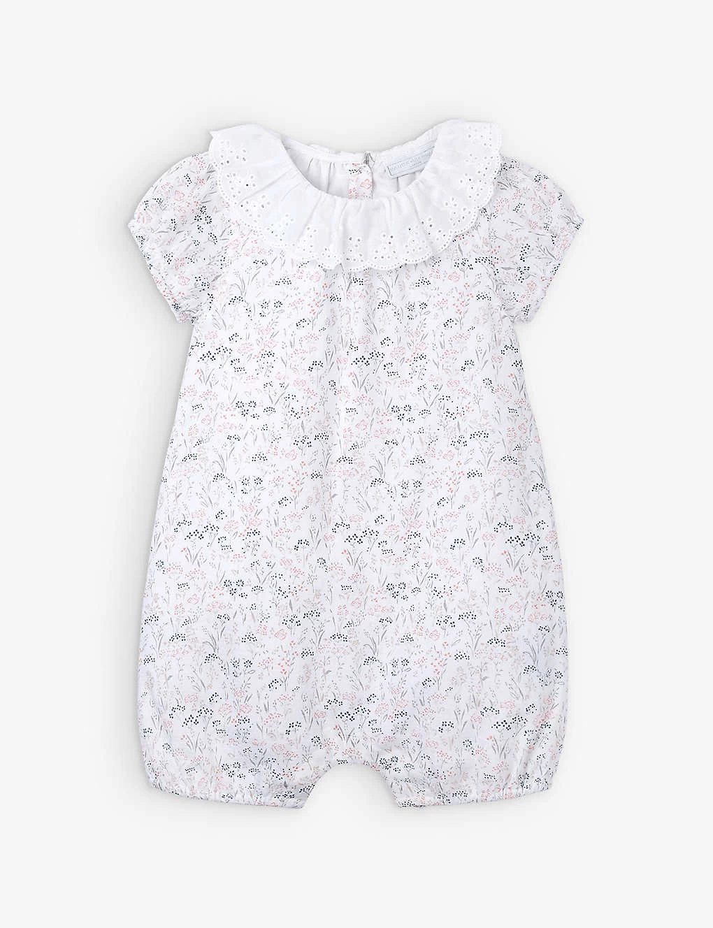 Spring Meadow-print Broderie-collar Cotton Romper 0-24 Months 1 Spring Meadow-print Broderie-collar Cotton Romper 0-24 Months