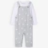 Elephant-print Two-piece Cotton Dungarees Set 0-24 Months