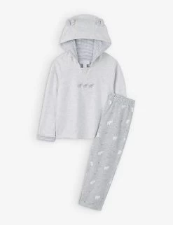 Elephant-embroidered Cotton Hoody And Trousers Two-piece Set 0-24 Months