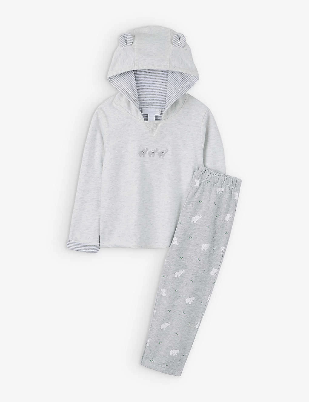 Elephant-embroidered Cotton Hoody And Trousers Two-piece Set 0-24 Months 1 Elephant-embroidered Cotton Hoody And Trousers Two-piece Set 0-24 Months