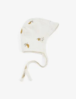 Set Of Two Cherry-embroidered Organic Cotton Baby Helmets 0-9 Months