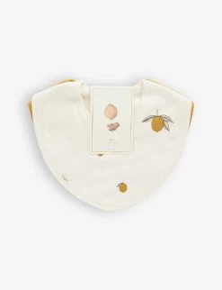 Cherry-embroidered Organic-cotton Bibs Pack Of Two