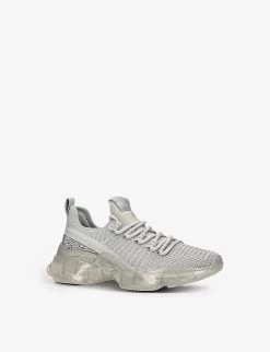 Steve Madden Maxima J Rhinestone-embellished Textile Trainers -Kid Couture R04001268 GREY ALT02