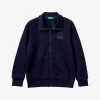 Benetton Logo-embroidered Zipped Cotton-jersey Sweatshirt 6-14 Years