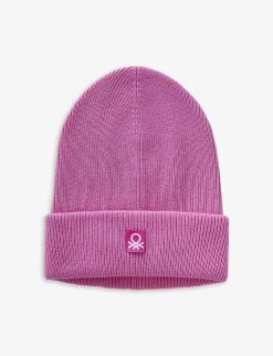 Benetton Logo-patch Wool-blend Beanie Hat 6-12 Years