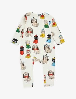 Mini Rodini Graphic-print Long-sleeved Stretch-cotton Baby Grow 1 Month-2 Years -Kid Couture R04009842 OFFWHITE ALT02