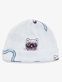 Mini Rodini Siamese Graphic-print Cotton-jersey Beanie Hat 0-4 Months -Kid Couture R04009858 LIGHTBLUE ALT02