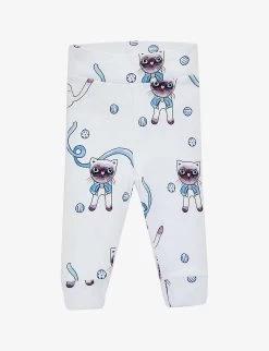 Mini Rodini Siamese Cat-print Cotton-jersey Leggings 0-3 Months