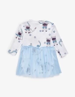 Mini Rodini Siamese Cat-print Cotton-jersey Baby Grow 0-18 Months -Kid Couture R04009860 LIGHTBLUE ALT02