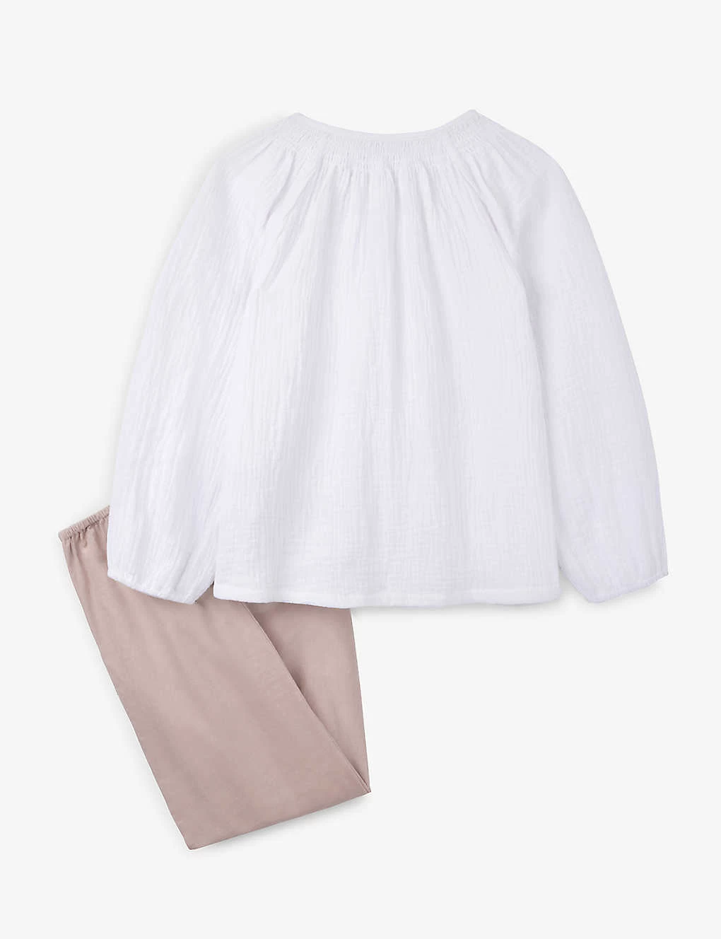 Flower-embroidered Cotton Blouse And Trousers Two-piece Set 2 Flower-embroidered Cotton Blouse And Trousers Two-piece Set - Image 2