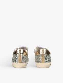 Golden Goose Super Star Glitter Woven Trainers -Kid Couture R04055904 SILVER ALT03