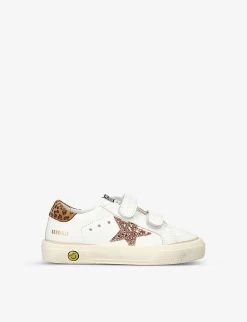 Golden Goose May Glitter-star And Leopard-print Tab Leather Trainers 6 Months - 5 Years