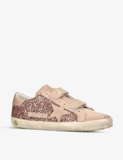 Golden Goose Old Skool Glitter Leather Trainers 9-12 years -Kid Couture R04055927 PINK ALT02