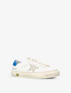 Golden Goose May School Leather Trainers 6-9 Years -Kid Couture R04055956 WHITENAVY ALT02