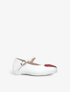 Sophia Webster Amore Heart Leather Ballet Flats 1-4 Years -Kid Couture R04059664 WHITERED ALT02