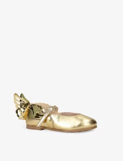 Sophia Webster Heavenly Wing-embellished Metallic-leather Ballet Pumps 6 Months-9 Years -Kid Couture R04059673 GOLD ALT02