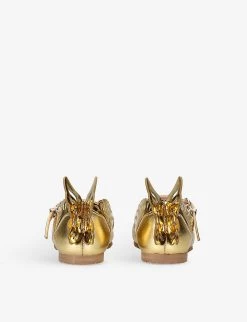 Sophia Webster Heavenly Wing-embellished Metallic-leather Ballet Pumps 6 Months-9 Years -Kid Couture R04059673 GOLD ALT03