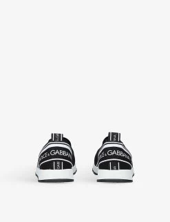 Dolce & Gabbana Sorrento Logo-tape Stretch Polyester-blend Trainers 6-9 Years -Kid Couture R04059814 BLKWHITE ALT03
