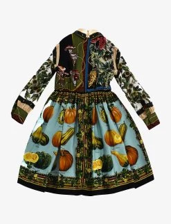 Pre-loved Dolce & Gabbana Graphic-print Silk Dress 4 Years -Kid Couture R04066539 BLUEORANGEGREEN ALT02