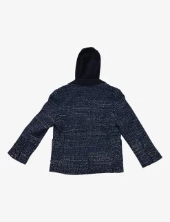 Pre-loved Dior Single-breasted Hooded Wool And Cotton-blend Jacket 5 Years -Kid Couture R04066562 NAVYWHITE ALT02