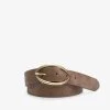 Oval-buckled Suede Belt