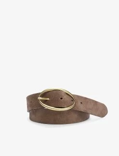 Oval-buckled Suede Belt