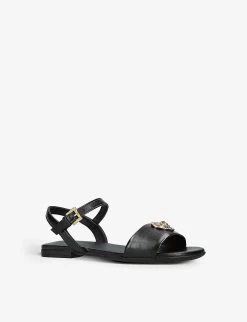 Versace Crystal-embellished Medusa Heart Metallic-leather Sandals 8-10 Years -Kid Couture R04070362 BLKOTHER ALT02