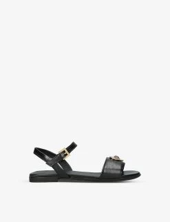 Versace Crystal-embellished Medusa Heart Metallic-leather Sandals 8-10 Years