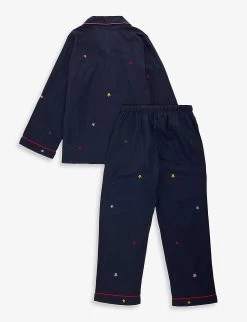 Star-embroidered Cotton-poplin Pyjama Set 2-9 Years -Kid Couture R04071195 BLUE ALT02